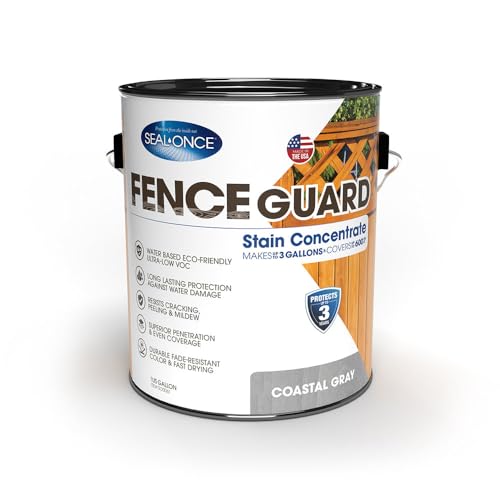 SEAL-ONCE Fence Guard Water-Repellent Wood Stain, Coastal Gray, 1 Gallon - color: Coastal Gray, size: 1 Gallon