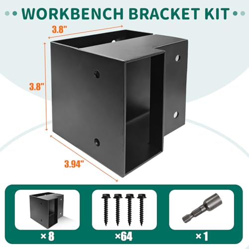 8 Pack Workbench Brackets Kits, 3-Way Right Angle Corner Braces