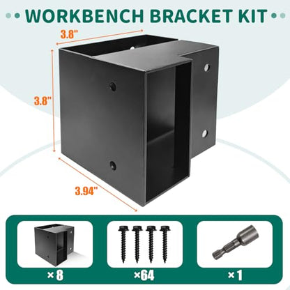 8 Pack Workbench Brackets Kits, 3-Way Right Angle Corner Braces