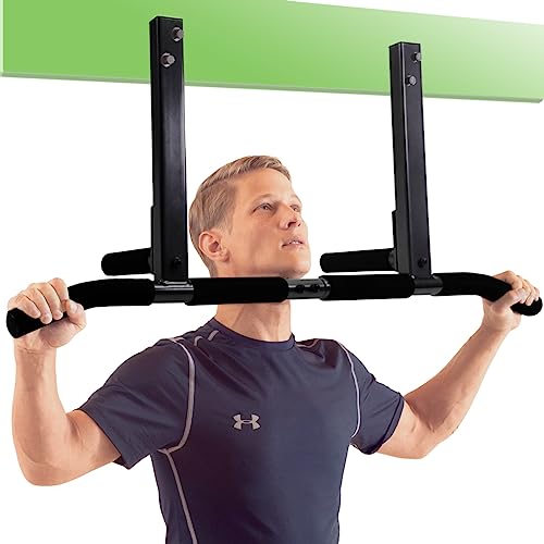 Joist Mount Pull Up Bar with Extra Hardware and Mounting Template for Easy Install to Beam or Rafter by Ultimate Body Press - color: Black