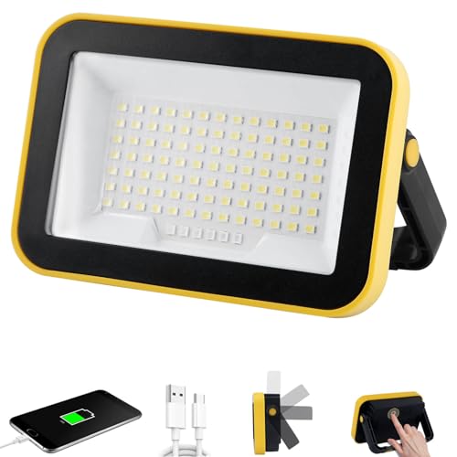 AUMIO 40W Rechargeable LED Work Light, Portable Flood Light with 5 Modes - color: Black