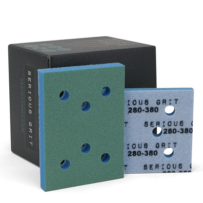 Serious Grit - 3x4 10mm Foam Sanding Pads - 280-380 Grit Finish - 10 Pack - size: 280-380 Grit, style: 10mm Foam