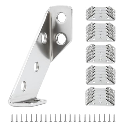 Stainless Steel Angle Brackets Heavy Duty – L Shaped Corner Brace for Wood Shelves,Furniture,Cabinet,Wall Mount Support,Rust-Resistant Metal Shelf Bracket 24Pack
