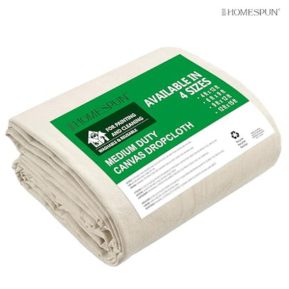 HOMESPUN Thick Reusable Heavy-Duty Canvas Drop Cloth 12 x 4 ft - 2 Pack - size: 12 ft x 4 ft (Pack of 2)