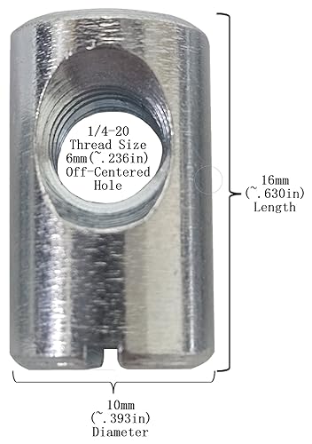 (12) Cross Dowels/Barrel Nuts - 1/4-20 16mm X 10mm Zinc-Plated Off-Centered CNC