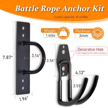 Heavy Duty Battle Rope Anchor Kit Wall Mount - size: Small