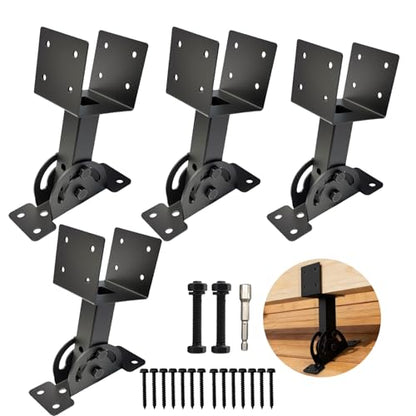 4 Pcs 4“x 4”Heavy Duty Roof Riser Brackets Kit - color: Black -4×4, size: Set 4