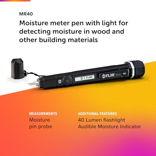 Flir MR40 Moisture Pen with Flashlight, 2-Pin, Pocket Portable