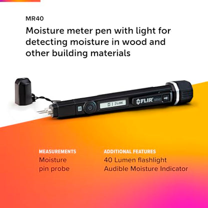 Flir MR40 Moisture Pen with Flashlight, 2-Pin, Pocket Portable