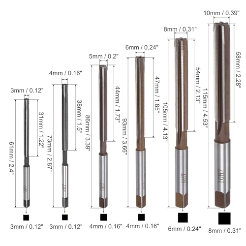 uxcell 11pcs Hand Reamers Set 3mm 4mm 5mm 6mm 8mm 10mm 12mm 14mm 16mm 18mm 20mm H7 Metric Alloy Steel Reamer Bit Straight Flutes Steel Cutting Tool for Metal Wood Hole Reaming - style: H7
