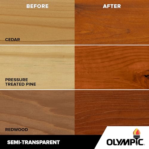 Olympic WaterGuard 11.75 oz. Woodland Cedar Semi-Transparent Exterior Wood Stain Plus Sealer (Pack of 2) - color: Cedro del bosque, size: 11 oz. (Pack of 2), style: No sheen