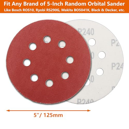 5-Inch Hook and Loop Sanding Discs for Random Orbital Sander, Assorted Sandpaper 40-1000 Grits, 110 PCS - size: 40-1000