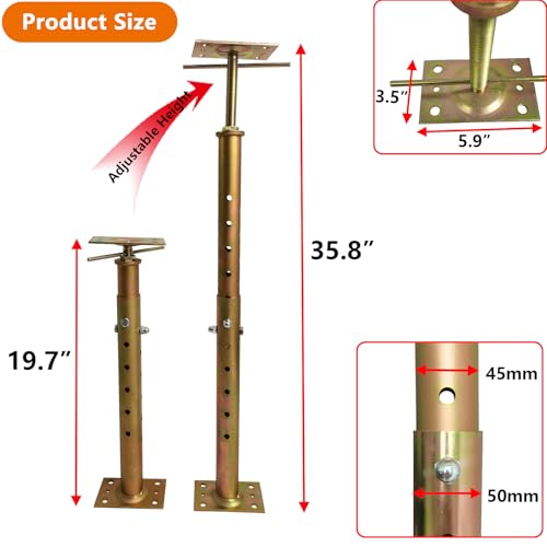 Adjustable House Jacks Floor Joist Support 19.7"-35.8" for Lifting Leveling - size: 19.7"-35.8"