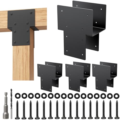 6x6 Post Caps Tie Brackets, 4Pcs Heavy Duty Connector Pergola Brackets - size: 6x6 4pcs