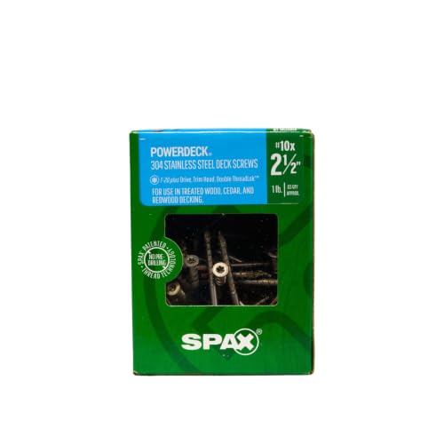#10 x 2-1/2" SPAX Stainless Steel Wood Screws Exterior Deck (83 pcs) Star Drive Rust Corrosion Resistant Bulk Pail PowerDeck Heavy Duty - size: #10 x 2-1/2"