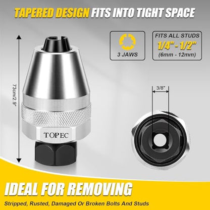 Topec Stud Extractor Tool, 3/8” Drive Broken Bolt Remover - size: 3/8-Inch Drive