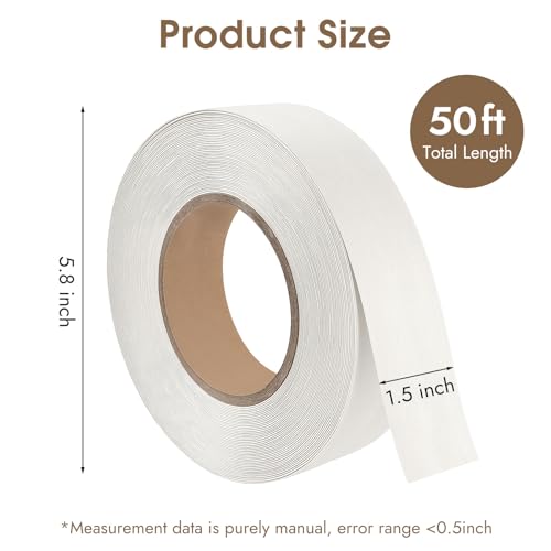 BEVTEE Melamine Edge Banding 1.5 in × 50 ft, Iron on Wood Veneer Roll - color: white, size: 1.5 inch x 50ft