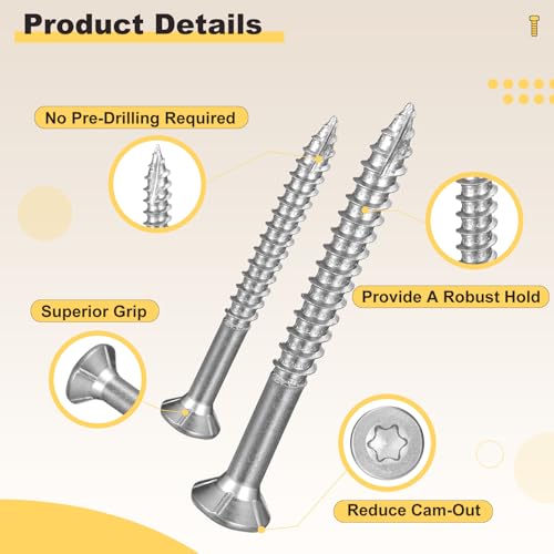 METALLIXITY Deck Screws #8x2-1/2 410 Stainless Steel W/ T25 Torx 30Pcs