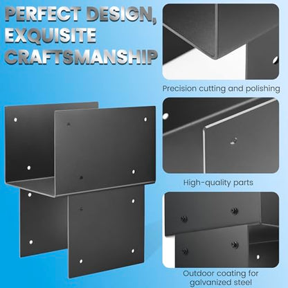 1 Pack 8x8 (Actual 7.5"x7.5") Metal Steel Post Cap Tie Brackets, Heavy Duty Pergola Bracket & Post to Beam Connector for Gazebo, Deck, Patio - size: 8in-1P