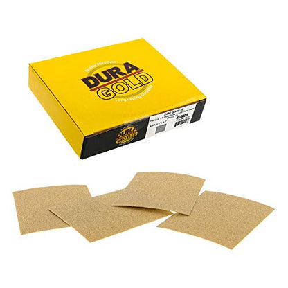Dura-Gold Premium 1/4 Sheet Gold Sandpaper Sheets, 40 Grit (Box of 16) - size: 40-Grit