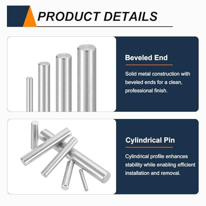 HARFINGTON 50pcs Dowel Pins M3(3mm) x 40mm 304 Stainless Steel Cylindrical Shelf Support Peg Pin Rod Fasten Elements for Metal Devices Wood Furniture DIY Installation, Silver - size: M3 x 40mm