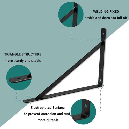 HOME MASTER HARDWARE 16x10 Inch Heavy Duty Shelf Brackets, Black 6 Pack - color: Black, size: 16 inch x 10 inch-6pcs