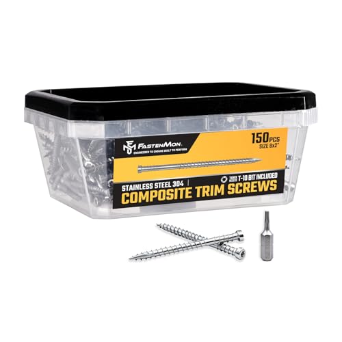 Composite Trim Screws, #8 x 2 Stainless Steel 304, 150pcs - size: #8 x 2"