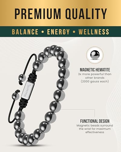 MagnetRX® Hematite Beaded Magnetic Bracelets (Classic 8mm Bead) - color: Classic 8mm Bead