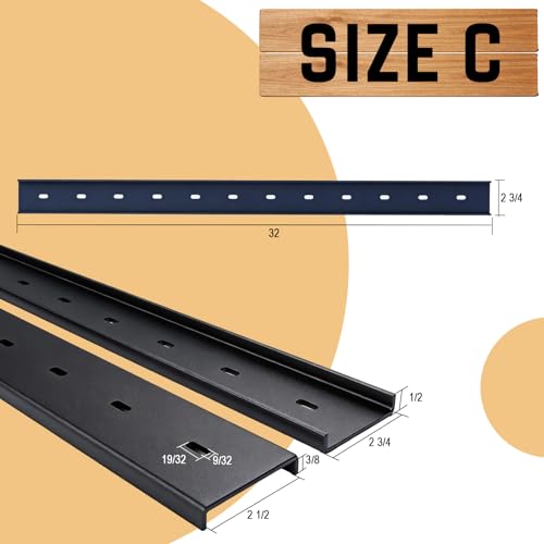 C Channel Steel Support Metal Support Bracing Hidden C Bracket for Table Top Live Edge Slab Woodworking, Black Coat Finish, 6 Holes (3 Pack 32 Inch) - size: 32 Inch, style: 3 PACK 1