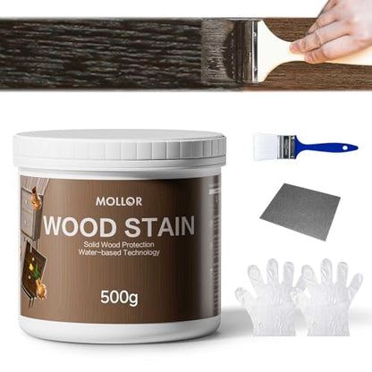 16 Oz Wood Stain and Sealer in One, Black Walnut, with Tools - color: Black/Walnut, size: 16 FL.OZ