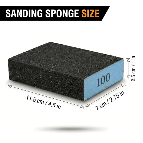 8 Pack Sanding Sponge Blocks,100 Grit Cuttable Washable Reusable Wet Dry Sanding Blocks for Drywall, Wall, Metal, Wood Furniture, Woodworking, Home Renovation - color: 100 Grit