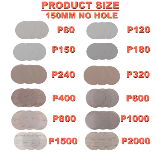 6 Inch Film Sanding Discs: 400 Grit No-Hole Hook and Loop Sandpaper Disc