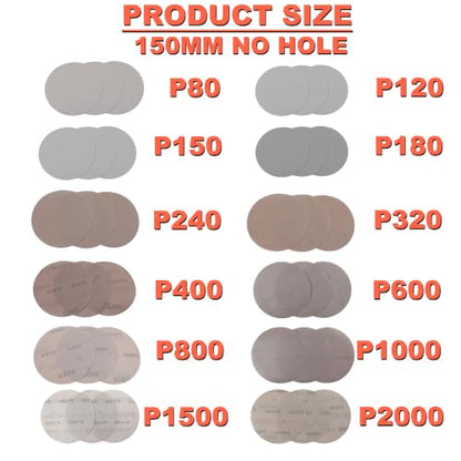 6 Inch Film Sanding Discs: 400 Grit No-Hole Hook and Loop Sandpaper Disc