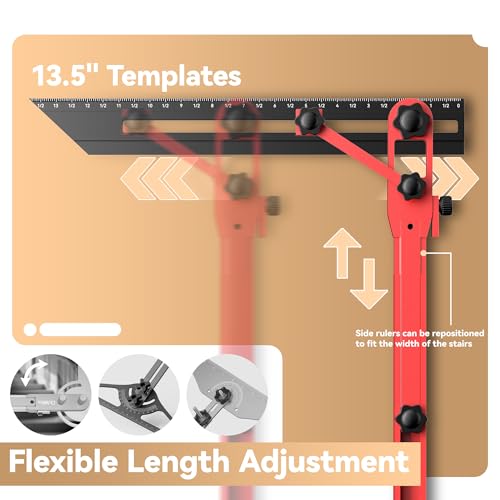 Stair Tread Jig, 72" Adjustable Stair Tread Template Tool for Woodworking