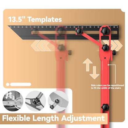 Stair Tread Jig, 72" Adjustable Stair Tread Template Tool for Woodworking
