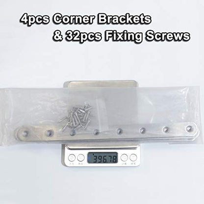 4 Pcs 9.7" Stainless Steel Flat Brackets, Mending Plates with 32PCS Screws
