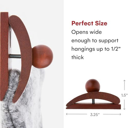 Classy Clamps Wood Hangers for Tapestries, Quilts, Rugs (4 Large - Dark) - style: Dark Wood (4-pk)