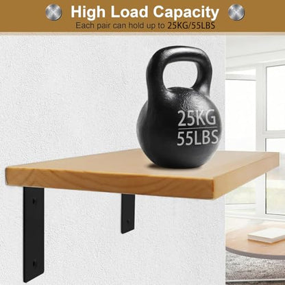 Alise 4Pcs Black Heavy-Duty L-Shaped Floating Shelf Wall Brackets - color: Black, size: (4P) 5x3.4x1.8 inch