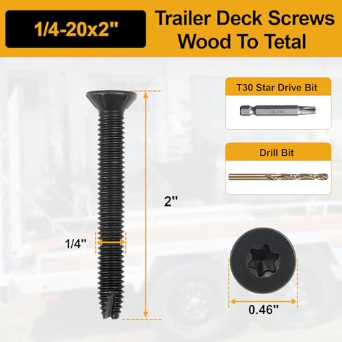 1/4-20 x 2 100Pcs Flat Head Thread Cutting Self Drilling Deck Screws - size: 1/4-20 x 2"