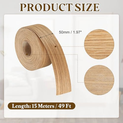 uxcell 2 Inch x 49ft Wood Veneer Edge Banding, Pre-Glued Flexible Ash Edging Strips, Iron on with Hot Melt Adhesive Wood Tape for Cabinet Repair and Furniture Restoration - size: 2 Inch x 49ft