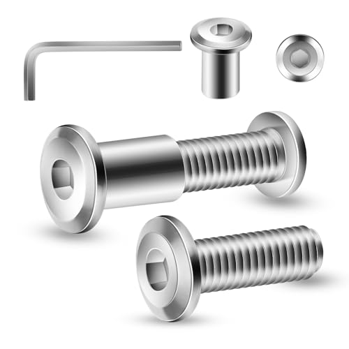 1/4-20 x 3/4" 20Pcs Flat Head Hex Socket Cap Screws Bolts Barrel Nuts Kit, 304 Stainless Steel 18-8, Full Thread by SG TZH (with Hex Spanner) - color: Silver, size: 1/4-20 x 3/4"
