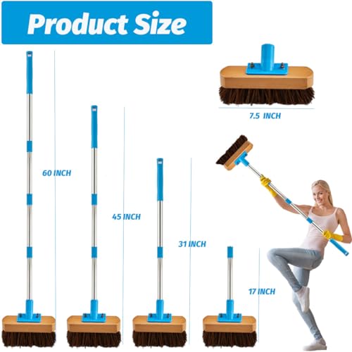 YONILL Floor Scrub Brush with Long Handle for Deck, Patio,Garden, Sidewalk