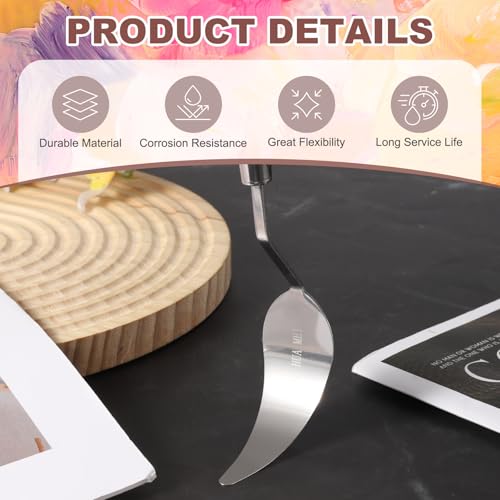 MECCANIXITY HM#15 Palette Knives 19mm Width Stainless Steel Spatula Painting Pallet Knife with Wood Handle for Oil Painting Acrylic Canvas Mixing Spreading - style: HM#15 + 19mm