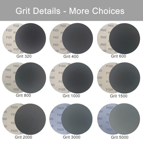 6 Inch 50 Pcs Wet Dry Hook and Loop Sanding Discs, No Hole, 1000 Grit - style: Grit 1000