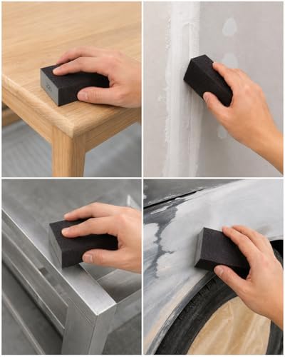 12Pcs Sanding Block Sponge Set, Reusable Sandpaper for Wood & Drywall - color: Deep Gray