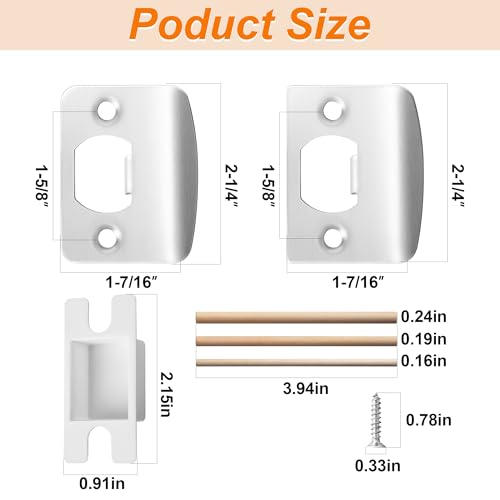 4 Pack Door Latch Strike Plate, Standard Door Lock Strike Plate Repair Kits