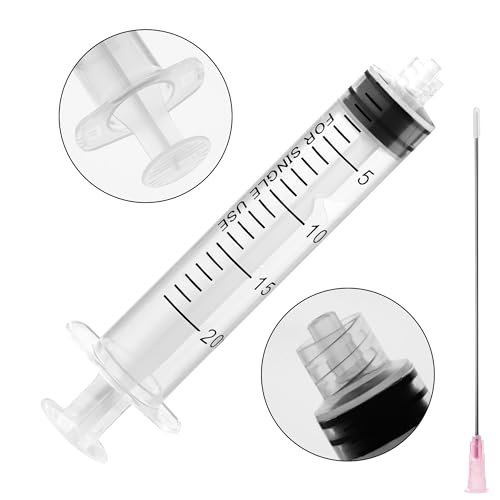 20ml Glue Applicator Syringes with 18G 4 Inch Blunt Tip Long Needle and Cap - size: 20ml
