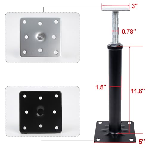 4-Pack House Floor Jacks, 11–16 Inch Adjustable Steel Posts, Black - color: Black(4 Pack), size: 11"-16"