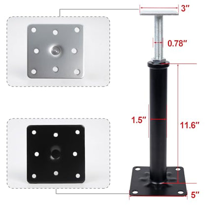 4-Pack House Floor Jacks, 11–16 Inch Adjustable Steel Posts, Black - color: Black(4 Pack), size: 11"-16"