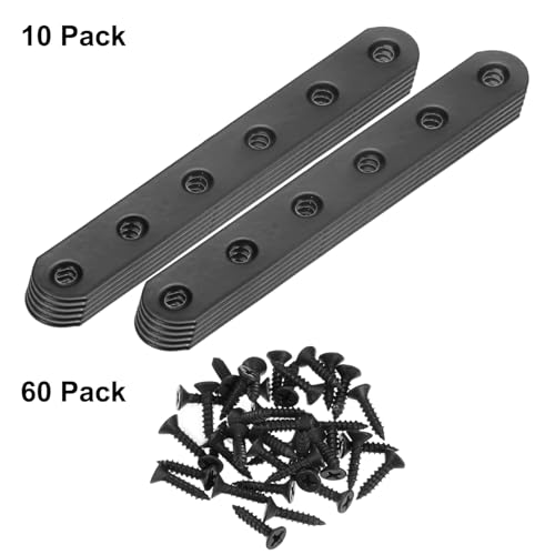 M METERXITY 10-Pack Flat Straight Brackets 4.53x0.71in, Black - color: Black, size: 115mm